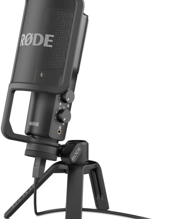 RØDE NT-USB Versatile Studio-quality Condenser USB Microphone with Pop Filter and Tripod for Streaming, Gaming, Podcasting, Music Production, Vocal and Instrument Recording