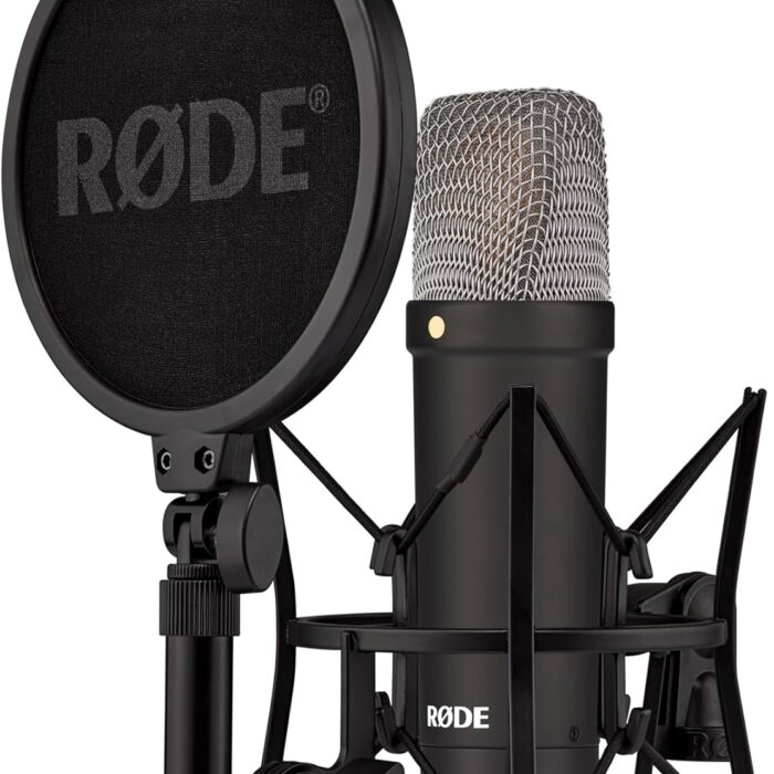 RØDE NT1 Signature Series Large-diaphragm Condenser Microphone with Shock Mount, Pop Filter and XLR Cable for Music Production, Vocal Recording, Streaming and Podcasting (Black)