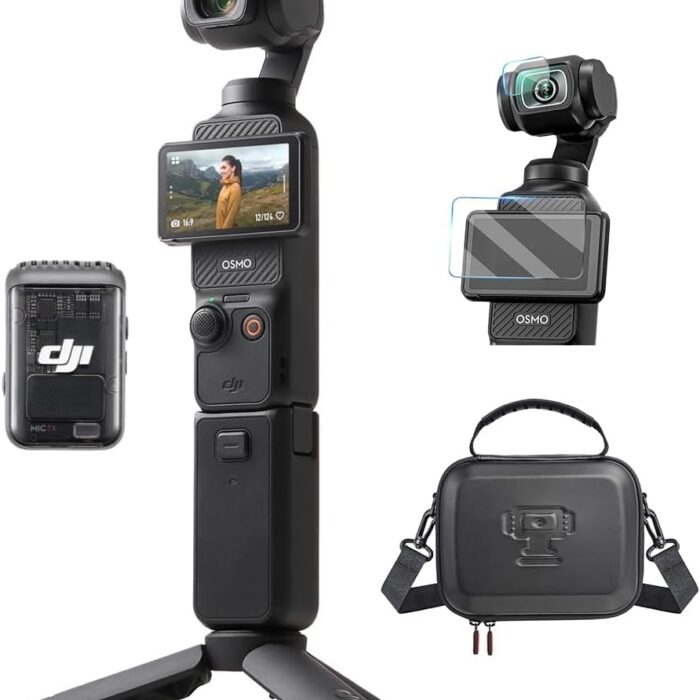 DJI Osmo Pocket 3 Combo, vlog Camera 4K with 1-Inch CMOS and 4K/120fps Video, 3-Axis Stabilization, Digital Camera, Fast Focus, Includes Microphone for Clear Sound
